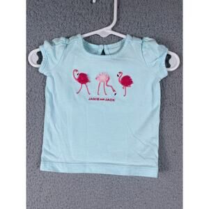 Janie And Jack Infant Girls Icicle Blue Flamingo Tee Size 3-6M